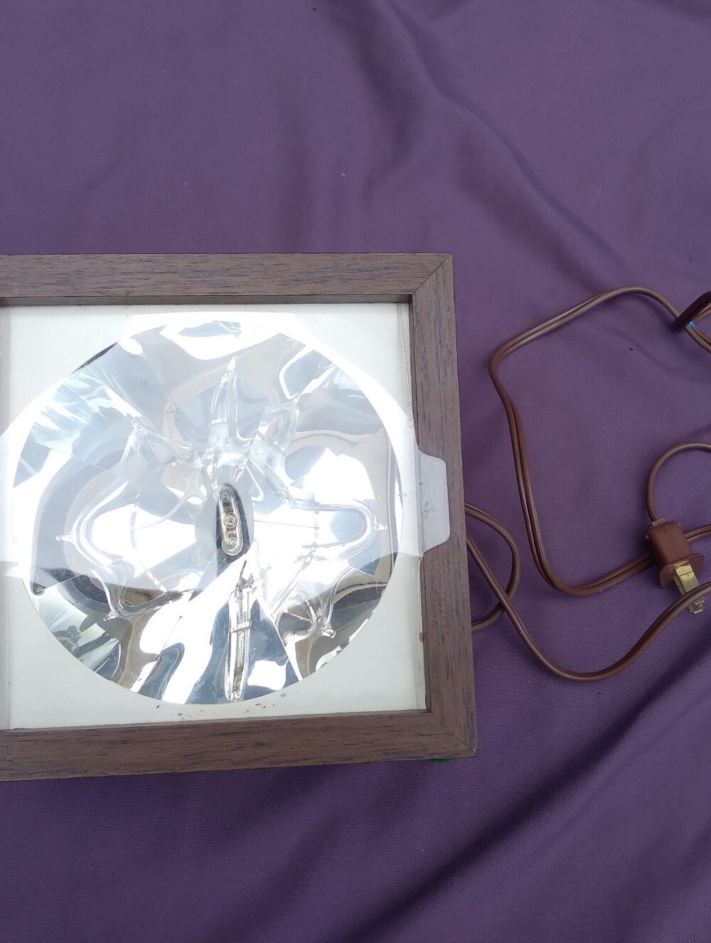 Vintage Square Table Lamp with Reflective Dome - Brown Disco